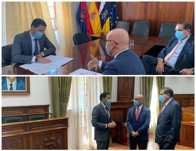 Momentos de la reunión del alcalde con representantes de la Diputación del Común/TA.